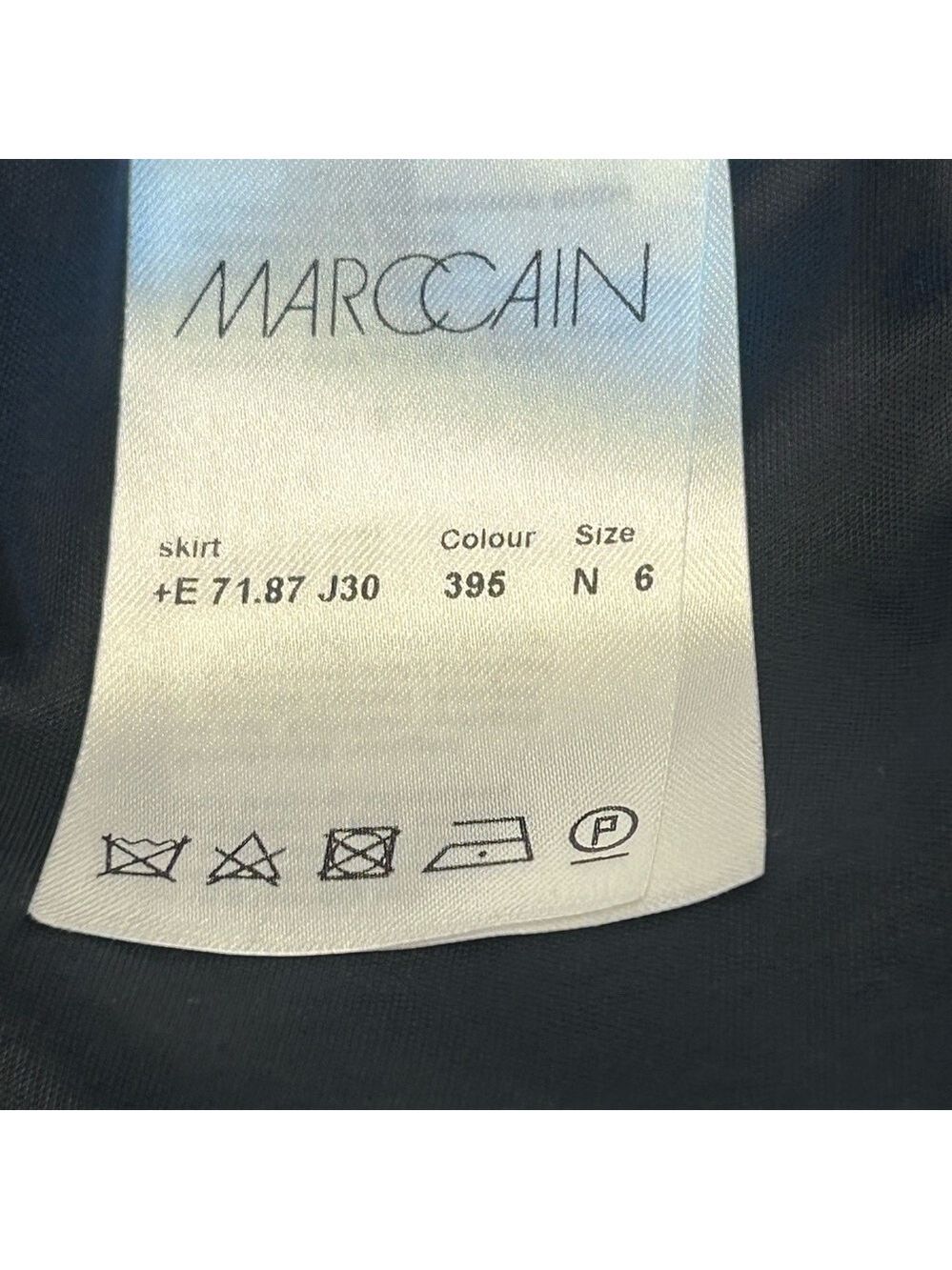 MARC Cain navy blue textured wool pencil skirt Sz XL/14 pull-on - Picture 5 of 12